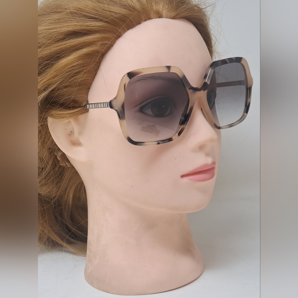 Burberry Sunglasses Havana Gray Gradient Oversized Square Check B4324 59-16-140 - Picture 3 of 16